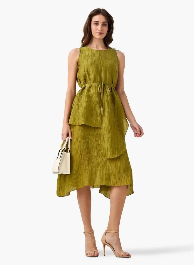 ايكونيك Iconic Relaxed Fit Asymmetrical Dress with Belt